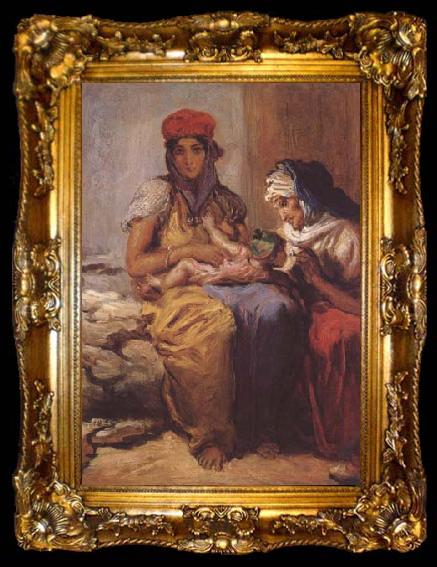 framed  Theodore Chasseriau Femme maure allaitant son enfant et une vieille (mk32), ta009-2